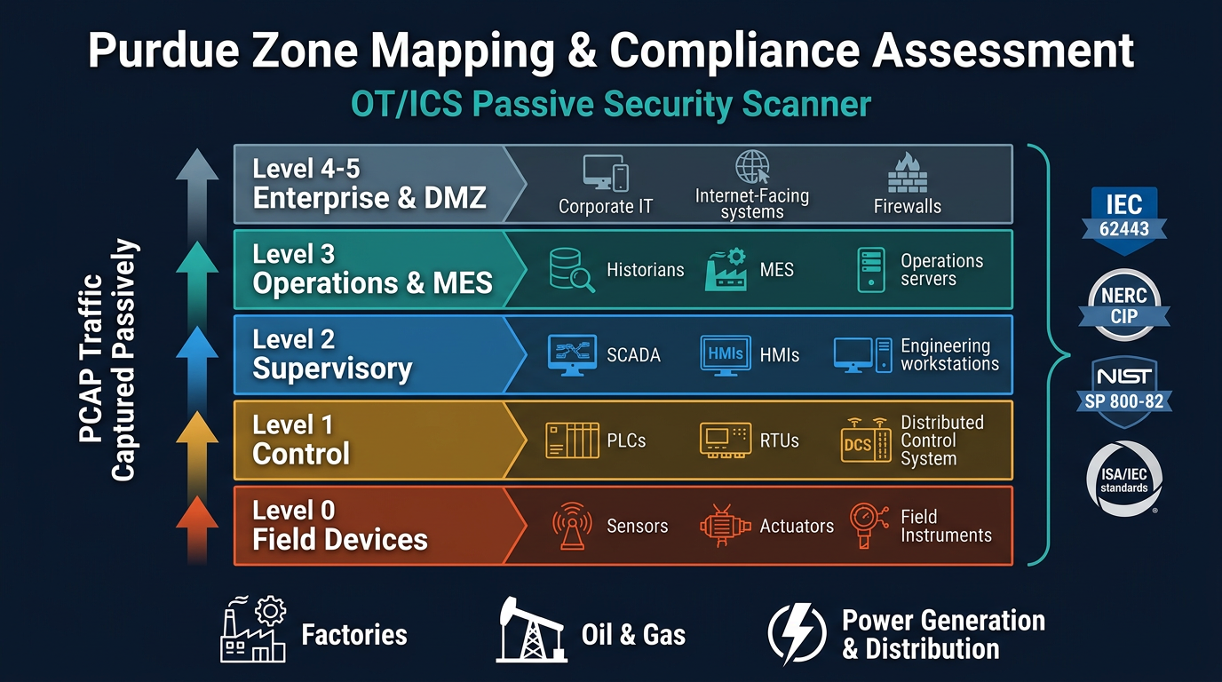 OT/ICS Security Scanner — compliance diagram